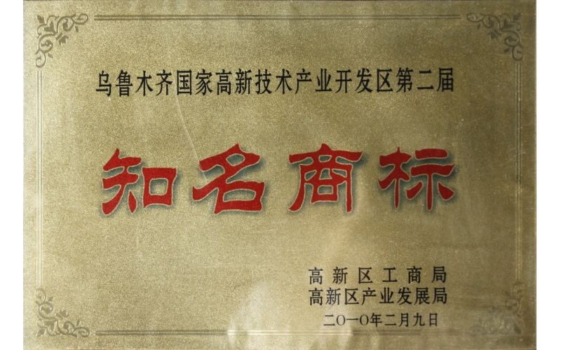 2010年乌鲁木齐市高新区知名商标